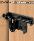 Beast Mode Heavy Duty Slide Bolt Gate Latch Black Powder Coated Steel Barn Door Hardware With Padlock Hole for Offset post installation on wood door.