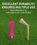 Unbreakable Castle Golf Tees Set In Mixed Colors 100 Count Step-Down Plastic Golf Tees contrasting durability on grass