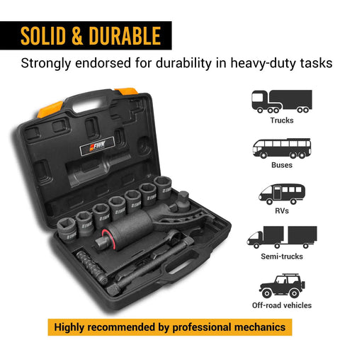 Heavy-Duty 11-Piece 1 Drive Torque Multiplier Wrench Set With 1:64 Ratio Delivers Up To 4800 Nm shown in open case