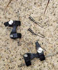 Two Pack Downrigger Release Clips With Ball Bearing Swivel For Outriggers And Kite Rigs, Smooth Line Release Arm, Precise Tension Adjuster, Durable Silver Finish, Great For Offshore Trolling Gear, black stainless steel clips and swivels