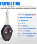 Mitsubishi Outlander 2007 2016 3 Button Key Fob Replacement Keyless Entry Remote 315 MHz Frequency Left Blade with specs