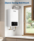 Indoor Tankless Water Heater Hands You Sweet On Demand Hot Water Powered By Pure Natural Gas Efficiency And A Clean Digital Dashboard For Flawless Temperature Tuning And Quick Mounting Anywhere, sleek white design mounted on wall.