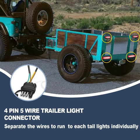 30 Foot 4 Pin 5 Wire Trailer Wiring Harness With PVC Protective Tube 4 Way Flat Trailer Connector for lights on trailer