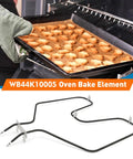 Bake Element Oven Heating Replacement For General Electric Hotpoint Kenmore Stoves And Ovens WB44K10005 Replaces 824269 AP2030964 WB44K10001 PS249238 Bottom Oven Heating Element, with baked goods tray in oven