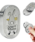 Solid Metal Fidget Slider For Adults, Totally Snappy Antistress EDC Toy, shiny aluminum rabbit design, hand-held, smooth spinning action.