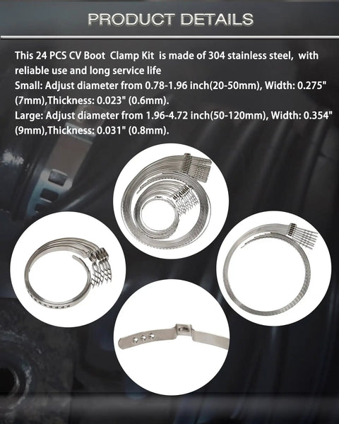Universal CV Boot Clamp Pliers Kit Stainless Steel Adjustable Crimp Tool Set with small and large clamps shown