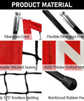 6x6 Ft Portable Baseball And Softball Practice Net With Sturdy Bow Frame, close-up of materials including fiberglass cord and netting.