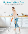 Woman using Cordless Spin Scrub Brush With 4 Replaceable Heads And Adjustable Extension Handle, 2 Speed Electric Shower Scrubber