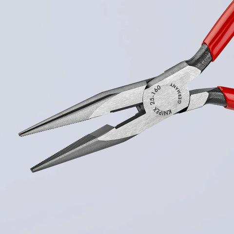 Long Nose Pliers With Cutter, 6-1/4 Inch, Pro Grade Workhorse For Tradesmen, Rugged Comfort Grip, Built To Last, close-up on steel jaws