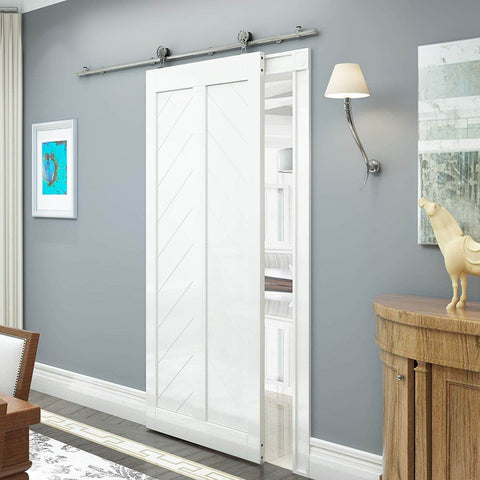 Beefy Stainless Steel Sliding Barn Door Hardware Kit For 6.6 Foot Track Single Door With 2000mm Rail Heavy Duty 200 Lbs Capacity