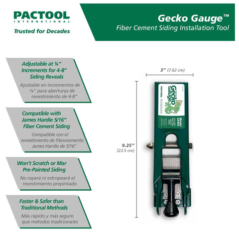 Gecko Gauge Siding Installation Kit for 5/16 Inch Fiber Cement and James Hardie Siding product image with features description