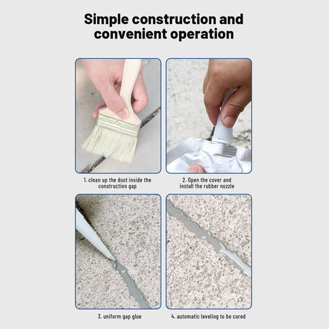 Heavy Duty Liquid Concrete Crack Filler and Waterproof Sealant for Basements Roofs and Pool Projects Quick Setting Formula applying with brush