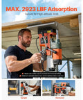 Heavy Duty Magnetic Core Drill delivering kickass copper motor power on metallic surface, showcasing max 2923 LBF adsorption.