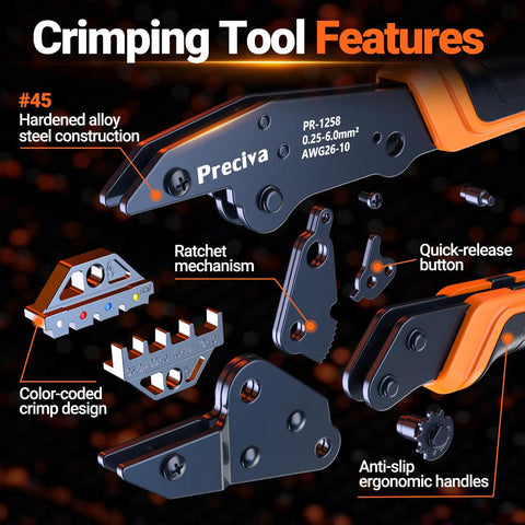All In One Wire Crimping Tool Kit With 200 Heat Shrink Connectors, Color Coded Crimper And Wire Stripper, IP67 Waterproof Terminals