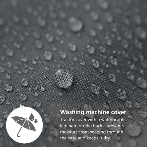 Close-up of the waterproof material on Beefed-Up Top-Load Washing Machine Cover For Outdoor Use, Heavy Duty Protection, Gray.