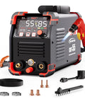 Plasma Cutter 55 Amp With Non Touch Pilot Arc And Large LED Display Pro Grade Dual Voltage 110 To 220 Volt IGBT Inverter The Air Sensor Technology 2T And 4T Modes Cuts Up To Three Quarters Inch Plate And Mesh With Clean Precise Cuts with accessories
