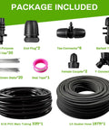 230 Foot Drip Irrigation System With One Quarter Inch Soaker Hose And Weeping Technology package contents