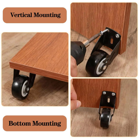 Heavy Duty 4 Pack 2 Inch Gate Wheels To Straighten Sagging Wooden Doors Solid Smooth Glide Bottom Support Casters on wood panel.