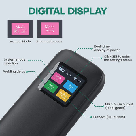 Cordless Battery Spot Welder With LCD Screen And 99 Gear Adjustable One Handed Portable Welding Machine digital display detail