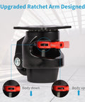 Top Shelf Leveling Casters Set Of 4 Beast Mode Ratchet Arm Base showing upgraded ratchet design for easy height adjustments.