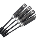 Four Piece Hex Nut Key Socket Driver Set For RC Gear 4.0, 5.5, 7.0 And 8.0 Millimeter Sockets Aluminum Sleeve Wrench Set