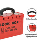 Tough As Nails Lockout Tagout Group Lock Box OSHA Compliant Hardened Steel Padlock Station With Twelve Secure Lockholes and nylon handle