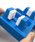Close-up of adjustable heat resistant soldering jig with durable jaw fixture for rock solid no slip precision soldering.