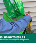 Handheld Lawn Spreader With 25Lb Capacity For Grass Seed And Fertilizers, person filling seeder, waterproof design.