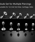 Dainty Titanium Surgical Steel Cz Stud Earrings Multipack Hypoallergenic 316L Nickel Free Screw Back Studs Built For Sensitive Ears Lobe Cartilage Helix showcasing multiple styles.