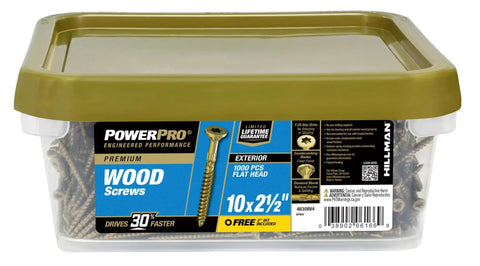 Container of All-Purpose Exterior Wood Deck Screws For Outdoor Projects Size Ten By Two And A Half Inches Bronze Epoxy Coated