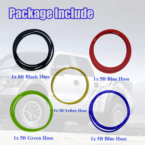 Get Your Ford F-150 Rolling Smooth Again With This Durable 5 Piece Vacuum Line Kit Perfect For 1992 to 1996 Models Equipped With The Rock Solid 305 Watt Three Hundred And Five W Engines Or The Mighty Five Point Eight Five Point Zero Litre Powerhouse That black red blue green and yellow hoses