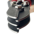 Close-up of five blade sheet metal crimper hand crimper for 24 to 28 gauge ductwork downspout and stove pipe HVAC tool.