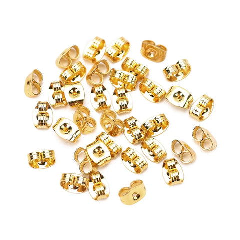 KC Gold Ball Post Earring Studs With Loop, 150 Pcs, Includes 200 Stainless Steel Butterfly Earring Backs, 350 Total DIY Jewelry Making Findings Kit For Earrings Crafting gold earring backs