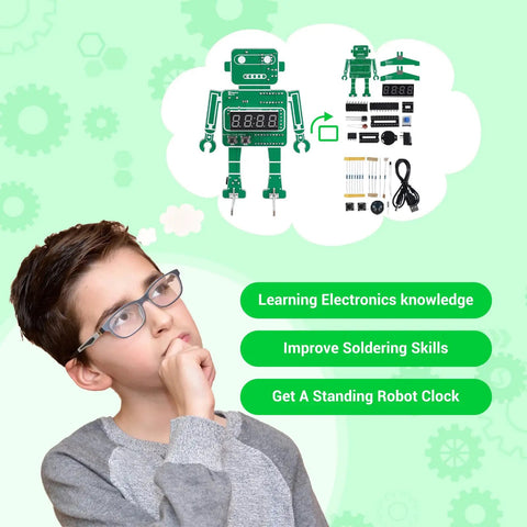 Alarm Clock Soldering Practice Kit For Students And Makers Build Your Own 4 Digit Robot Digital Clock With Temperature Display And STEM Project