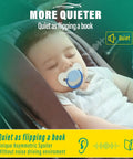 Sleeping baby in stroller promoting quiet wiper blades with text "More Quieter, Quiet as flipping a book"