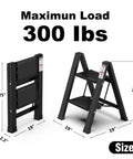 Two Step Aluminum Folding Ladder With Wide Anti Slip Pedals For Home And Kitchen, Lightweight Portable Stepladder, max load 300 lbs