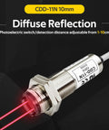 Diffuse Reflection Photoelectric Sensor NPN NO 4 Wire 10mm Sensing Range For Opaque Objects IP66 with transmitting tube copper plating
