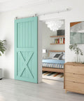 Six Foot Sliding Barn Door Hardware Kit With Top Mount Stainless Steel Heavy Duty Track For Single Wood Door Smooth Quiet Glide