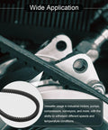Cogged EPDM V Belt For Industrial Machinery, Raw Edge Rubber Belt, shown in use on industrial equipment close-up, black