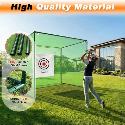 Golf Driving Cage Net 8x8x8 Ft Heavy Duty Steel Frame Enclosure For Real Backyard Full Swing Practice 1-Inch Tubing Tear-Resistant 5-Ply Netting Built For Any Weather Beastly Backyard Setup For Serious Golfers