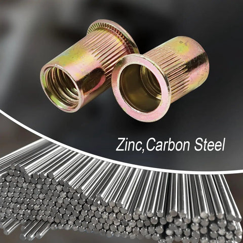 Heavy Duty One Hundred Piece 10 32 Thread Rivet Nuts And Nutserts Built Tough From Rust Resistant Carbon Steel With Durable Zinc Plating For Sheet Metal Jobs And Zero Hassle Assembly.