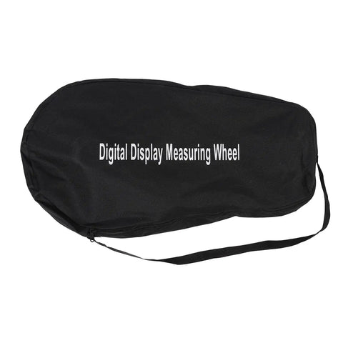 Horett Digital Measuring Wheel, Backlit Display, Telescopic Pole in a black carrying case with zipper and strap.