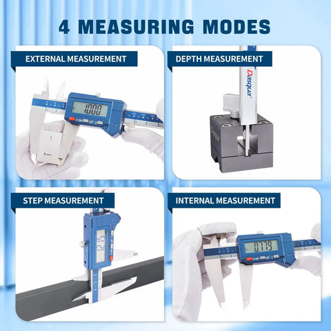 12 Inch Digital Caliper Pro Grade Shop Ready Stainless Steel IP54 Water Resistant With Large LCD Display demonstrating four measuring modes
