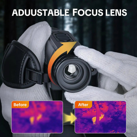 Beefed Up Thermal Imaging Monocular With 256x192 IR Resolution, 13mm Lens, 50Hz Night Vision, focus lens in gloved hands