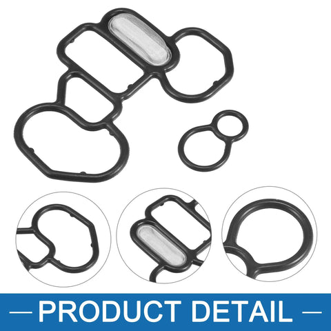 VTEC Solenoid Gasket Set For Honda Accord 1998-2012, Oil Leak Fix Kit With Solenoid Gasket And Spool Valve Filter Screen, OE Numbers 36172-P8A-A01 And 15825-P8A-A01, Set Of 2, Gives Tight Seal And Long Lasting Performance.