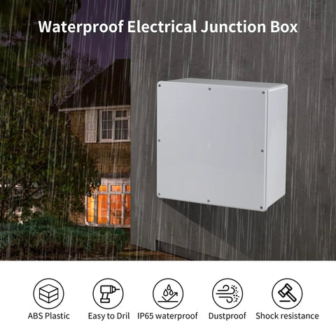 12x12x6 Inch ABS Plastic Dustproof Waterproof Junction Box IP65 Outdoor Electrical Enclosure For Outdoor Projects And Conduits Rugged
