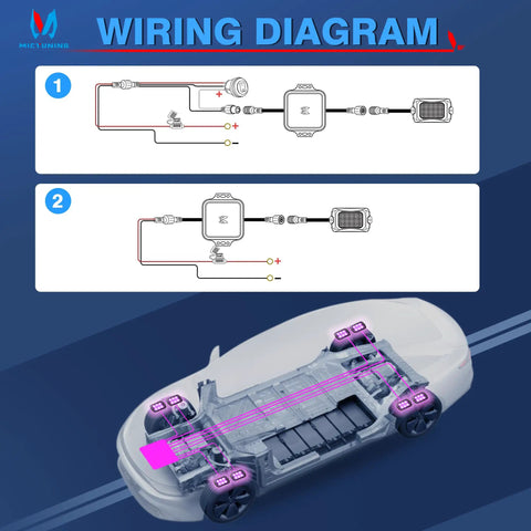 Wiring diagram for Curved RGBW LED Rock Lights Kit With 12 Pods Underglow Multicolor Neon Lighting for off-road rigs and trucks.