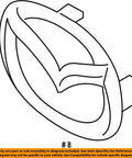 Illustration of Mazda Front Logo Emblem C235 51 731A Replacement For 2006 2013 Mazda2 Mazda3 Mazda5 And Mazda6 Direct OEM Factory Original Part