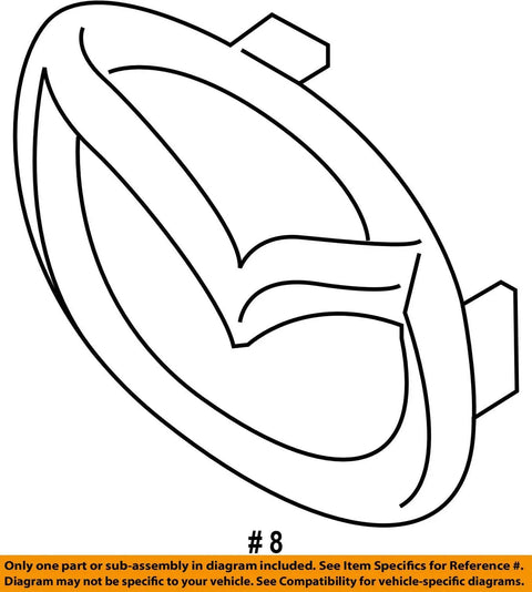 Illustration of Mazda Front Logo Emblem C235 51 731A Replacement For 2006 2013 Mazda2 Mazda3 Mazda5 And Mazda6 Direct OEM Factory Original Part