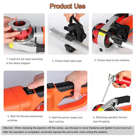 Boss Level Electric Pipe Threader Set Featuring A Raw 2300W Copper Motor And Snazzy Portable Tapping Machine Loaded With Six Killer Dies Sized Half To Two Inches For Galvanized Iron Jobs That Go Off Without A Hitch Today demonstrating installation and operation steps.